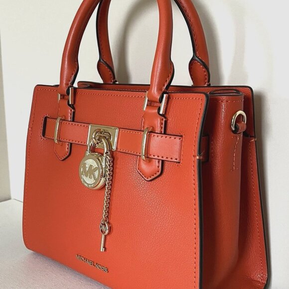 New Michael Kors Hamilton Small Leather Satchel Red Clay - Picture 3 of 7